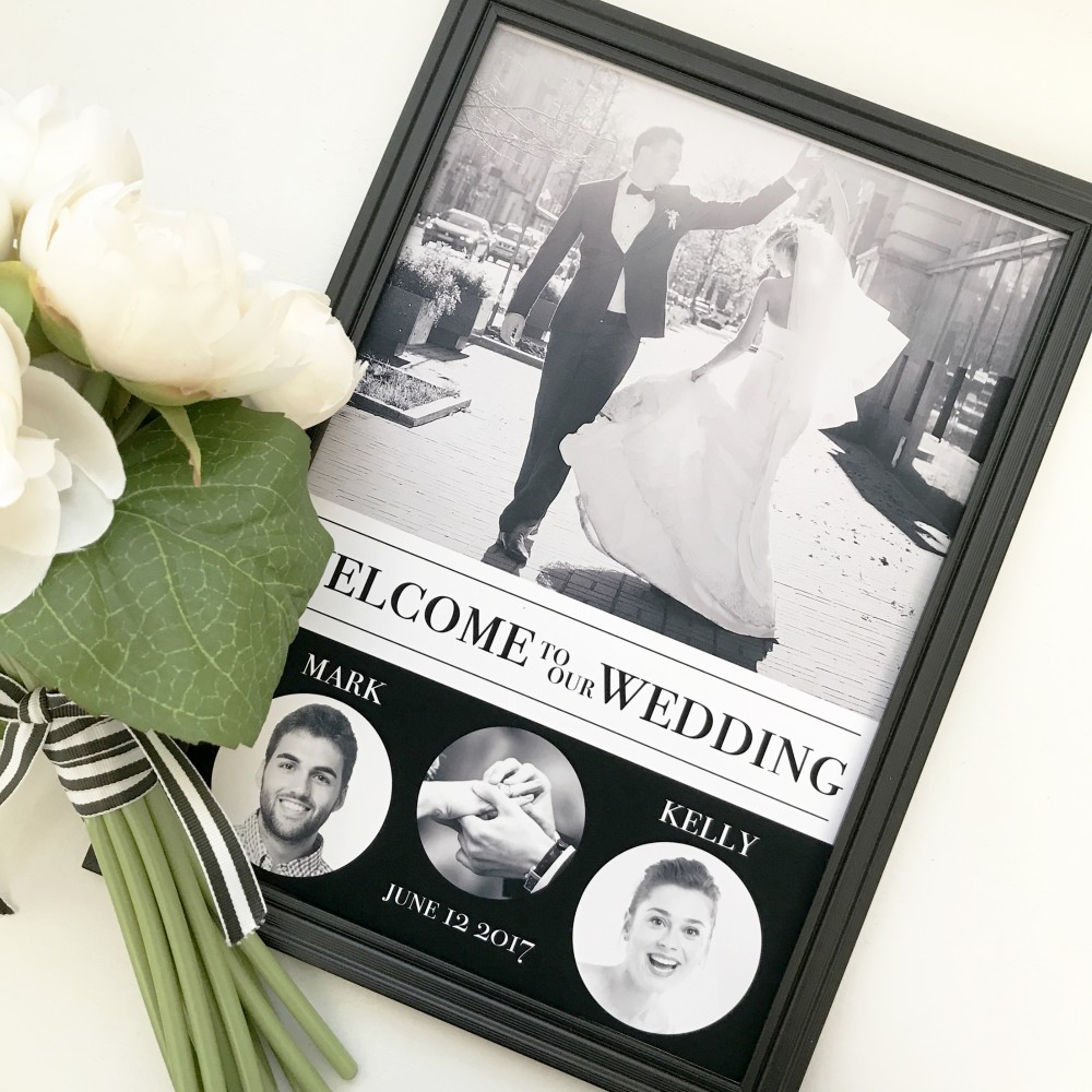 ◇◆パネル印刷対応◆◇【スタイリッシュブラック】モノクロフォト入りウェルカムボード