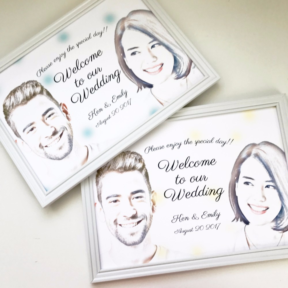 ◇◆パネル印刷対応◆◇〜ふんわりイエロー〜スケッチ風フォト入りウェルカムボード