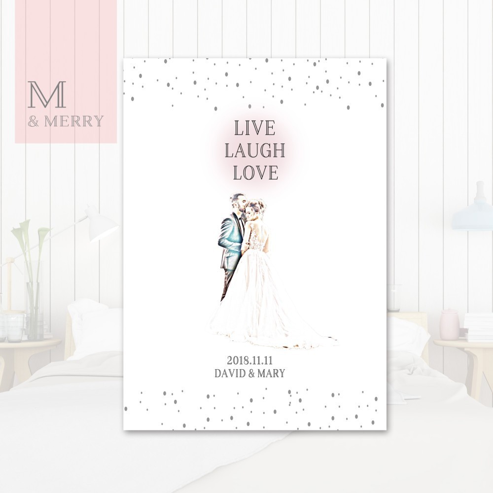 ◇◆パネル印刷対応◆◇スケッチ風フォト入りLLLウェルカムボードピンク