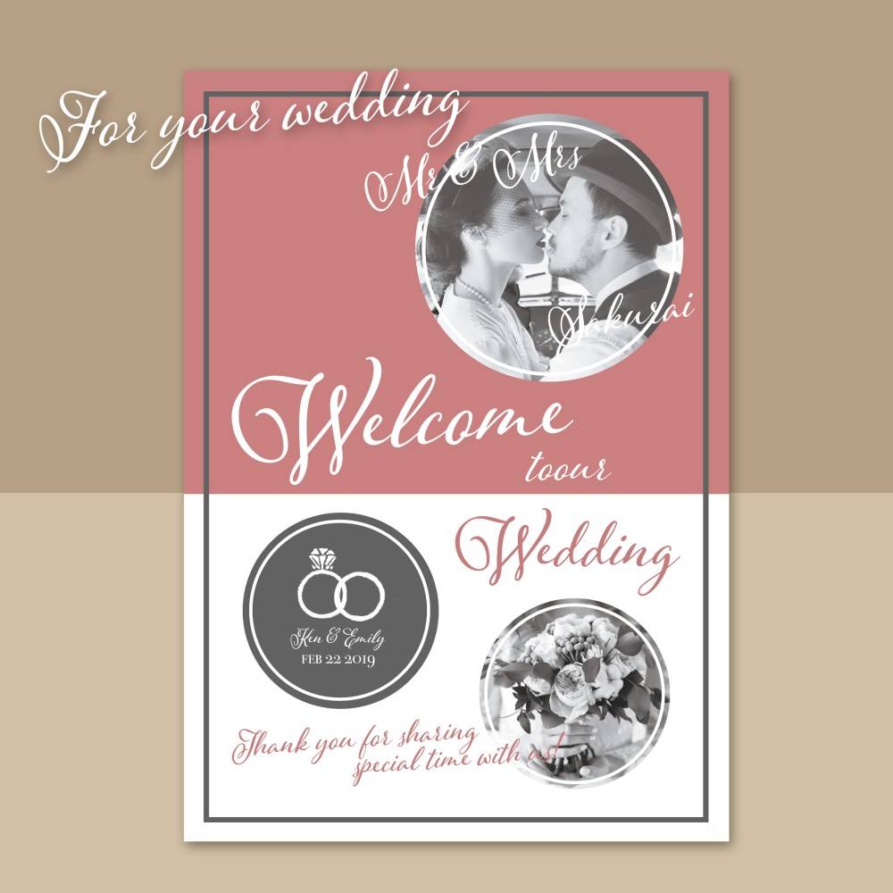 ◇◆パネル印刷対応◆◇クラシカルポップピンク♡ウェルカムボード