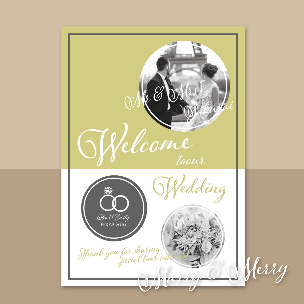 ◇◆パネル印刷対応◆◇クラシカルポップイエロー♡ウェルカムボード