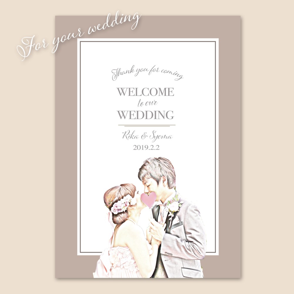 ◇◆パネル印刷対応◆◇セピアスケッチ風フォト入り♡クラシックヴィンテージウェルカムボード