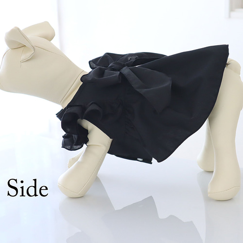 再販♡ ハンドメイド　ワッシャー加工シンプルバックリボンワンピース　犬服 再販♡ ハンドメイド ワッシャー加工シンプルバックリボン