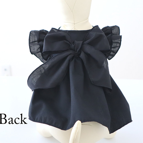 再販♡ ハンドメイド　ワッシャー加工シンプルバックリボンワンピース　犬服 93606c7ebe8cdda981fca1efd37572