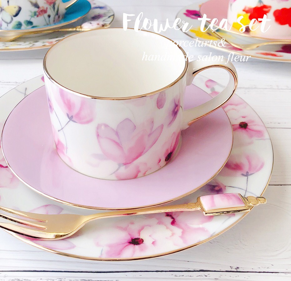 【再販】ラプンツェルカラーが可愛い♡水彩花のティーセット