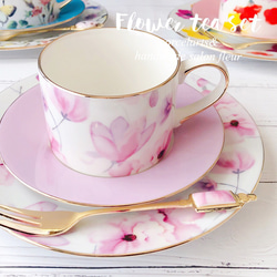 [再次上架]長發公主的顏色很可愛♡水彩花卉茶具 第1張的照片