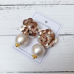 span flower&big pearl pierce(earring) 2枚目の画像