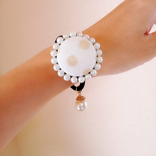 シズクパールブルー ヘアアクセサリー 子供用ヘアゴム くるみボタン