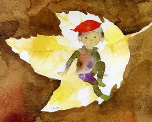 いわさきちひろ 木の葉の精 絵画 児童画 色紙 絵本 絵画 佐々 通販