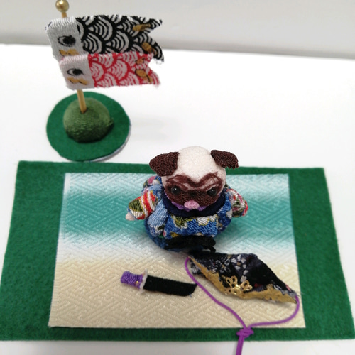 柏餅で鯉のぼり ダックス ブラタン ♡ 羊毛フェルト 可愛い 犬 五月 