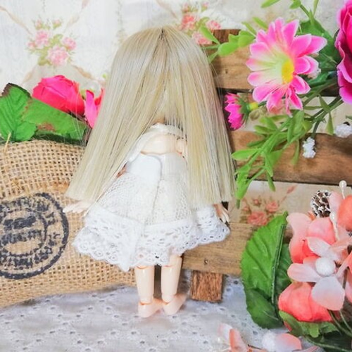 受注製作】❁オビツ11サイズ❁ホワイトレースのワンピース