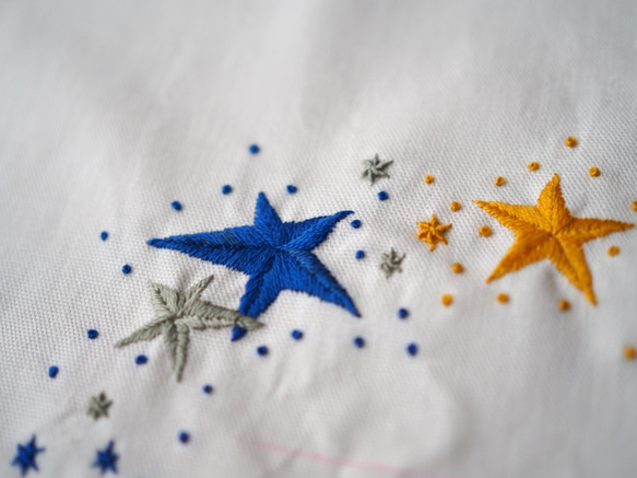 ご出産やお誕生日のお祝いに! | 手刺繍で彩る 輝く星がモチーフのバースデーボード 3枚目の画像