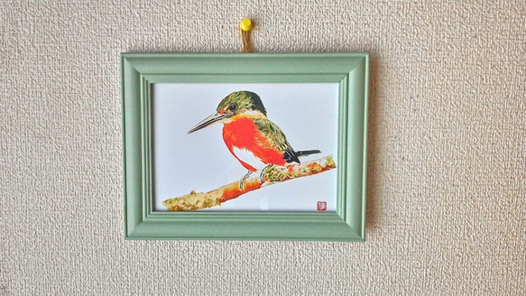 0053  水彩画　イラスト　小鳥　 A4サイズ 1枚目の画像