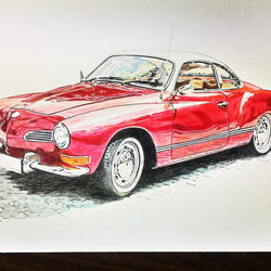 車の絵を飾りたい人にオススメ！『プロの色鉛筆イラスト作品原画！フレーム付き！』 フェアレディS30Z