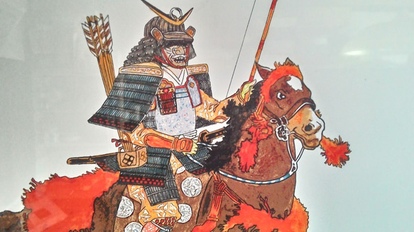 003 色鉛筆　イラスト　騎馬武者　サムライ　A4サイズ 1枚目の画像