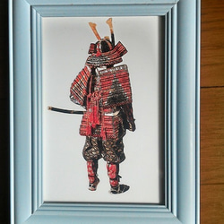 001A 色鉛筆　イラスト　鎧武者　サムライ　A4サイズ 2枚目の画像