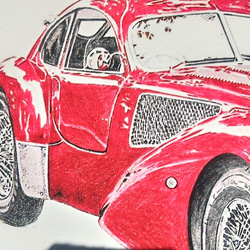 0011 色鉛筆　イラスト　クラシックカー　 TALBOT LAGO A4サイズ 1枚目の画像