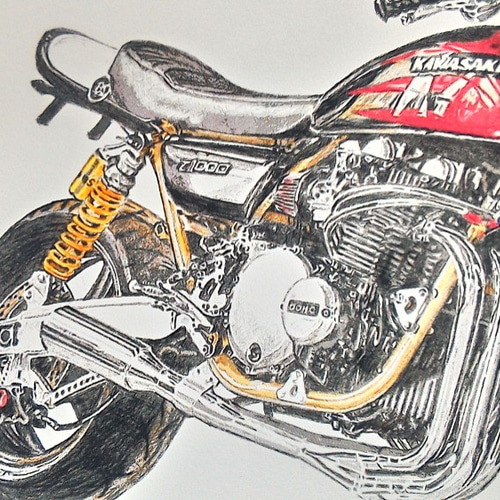 0021 色鉛筆 イラスト オートバイ ビンテージ KAWASAKI Z 1000 0021 色鉛筆 イラスト オートバイ ビンテージ KAWASAKI Z 1000