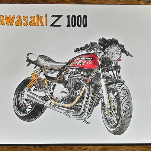 0021 色鉛筆 イラスト オートバイ ビンテージ KAWASAKI Z 1000 0021 色鉛筆 イラスト オートバイ ビンテージ KAWASAKI Z 1000