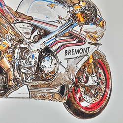 0024 色鉛筆　イラスト　オートバイ　ビンテージ　 NORTON V4 RR A4サイズ 2枚目の画像