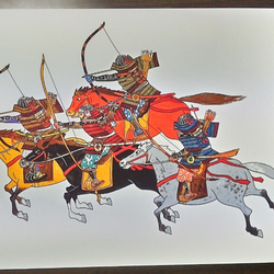 0031 色鉛筆　イラスト　騎馬武者　サムライ　A4サイズ 1枚目の画像