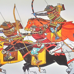0031 色鉛筆　イラスト　騎馬武者　サムライ　A4サイズ 2枚目の画像