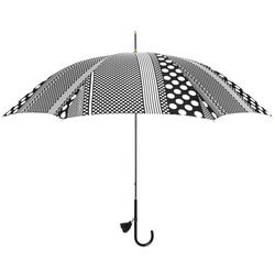 UVカット 雨かさ カスタマイズ長傘 スマートブレラ ブラックドットストライプ タッセル付き 1枚目の画像