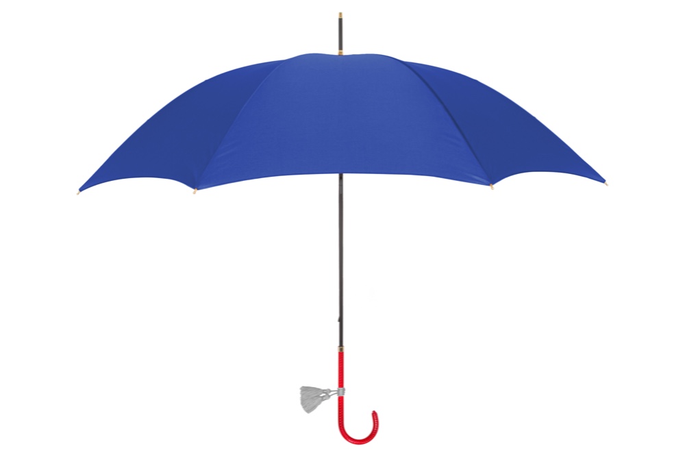 UVカット　雨かさ　カスタマイズ長傘　スマートブレラ　ブルー　タッセル付き