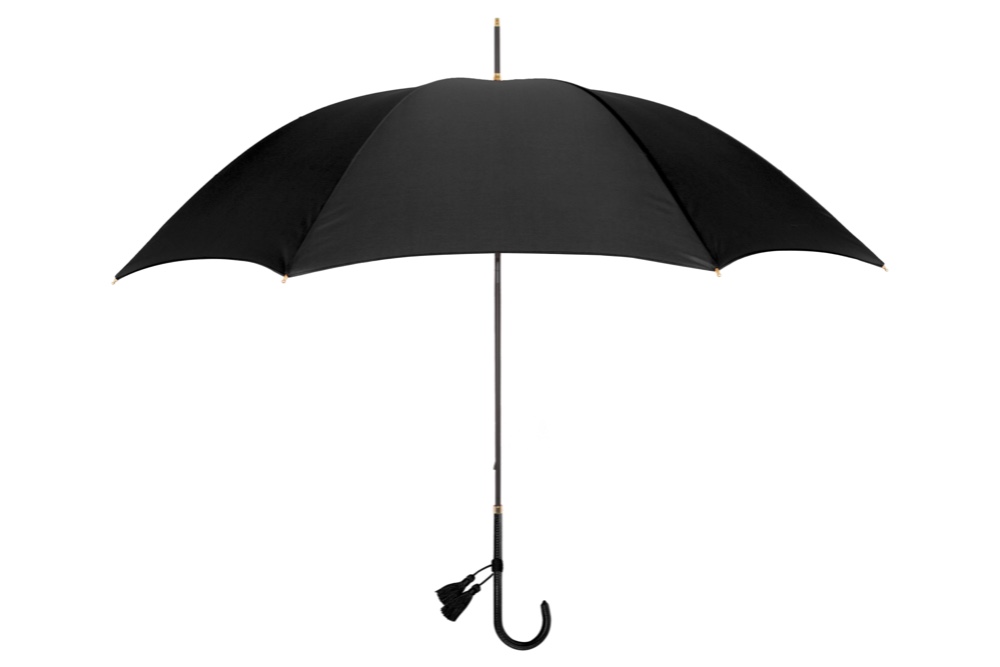 UVカット　雨かさ　カスタマイズ長傘　スマートブレラ　ブラック　タッセル付き