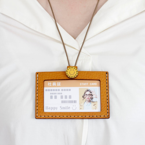 SMILE 社員証ケース（ネックストラップ付）・イエロー 名刺入れ
