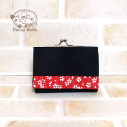 ミニ財布 赤桜×ブラック 1枚目の画像
