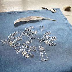 ｛刺繍キット｝カモメたちのミニハンカチ 6枚目の画像
