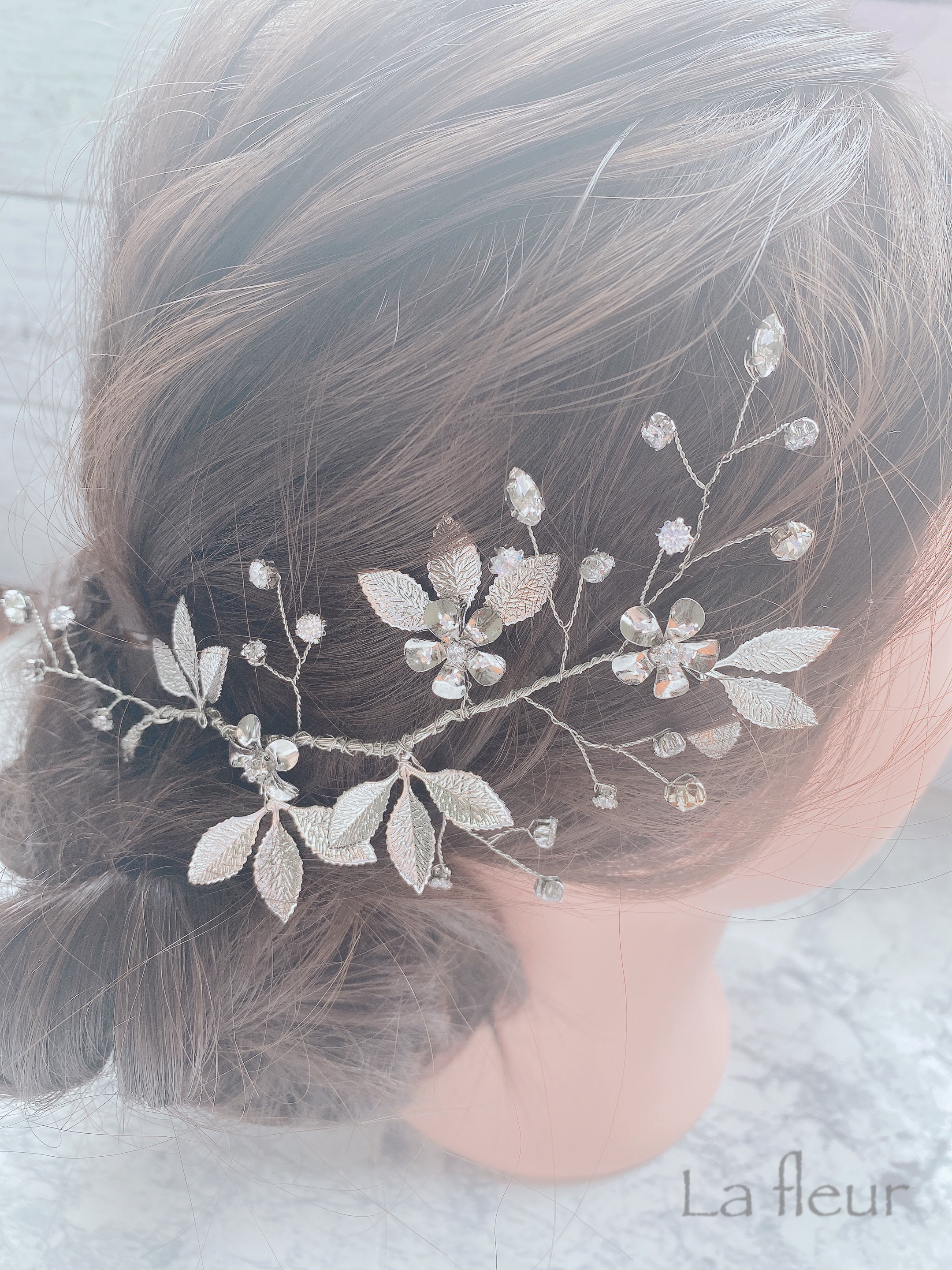 Floral Wedding Hair Pin, Silver Bridal Hair Pin