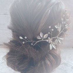 Floral Wedding Hair Pin, Silver Bridal Hair Pin 2枚目の画像
