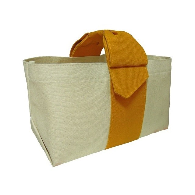 Cherish　リボンハンドルトートバッグ／マスタード〔受注生産〕