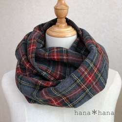 ミナペルホネン ネイビーブラック系パッチ ボリュームスヌード