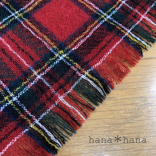 軽くてあったか♡ウールガーゼ 大判ストール 赤チェック ストール hana