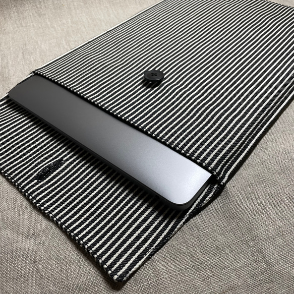 ノートパソコンケース　MacBook Air & Pro用　インナーケース　ヒッコリーデニム 2枚目の画像