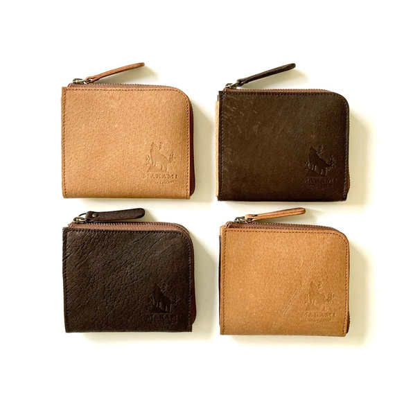 【ジビエ猪革】コンパクトなL字ファスナー財布（大地） 6枚目の画像