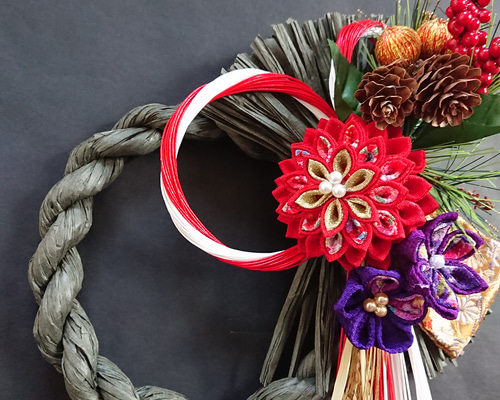 つまみ細工しめ縄「2021お正月」お正月飾り しめ縄・しめ飾り つまみ