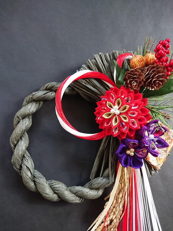 つまみ細工しめ縄「2021お正月」お正月飾り しめ縄・しめ飾り つまみ