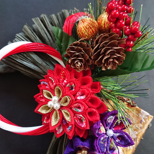 つまみ細工しめ縄「2021お正月」お正月飾り しめ縄・しめ飾り つまみ