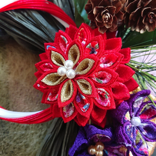 つまみ細工しめ縄「2021お正月」お正月飾り しめ縄・しめ飾り つまみ