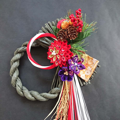 つまみ細工しめ縄「2021お正月」お正月飾り しめ縄・しめ飾り つまみ