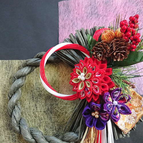 つまみ細工しめ縄「2021お正月」お正月飾り しめ縄・しめ飾り つまみ