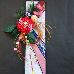 お正月飾り つまみ細工 ワイヤーリース「餅花」 しめ縄