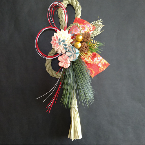 しめ縄 つまみ細工「2022淡雪」お正月飾り しめ縄・しめ飾り つまみ