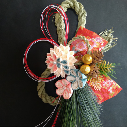 しめ縄 つまみ細工「2022淡雪」お正月飾り しめ縄・しめ飾り つまみ