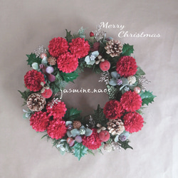 〔受注制作〕大きめサイズXmas♥wreath〜深紅の誘惑2021〜30cm 2枚目の画像