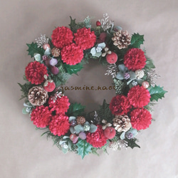 〔受注制作〕大きめサイズXmas♥wreath〜深紅の誘惑2021〜30cm 4枚目の画像